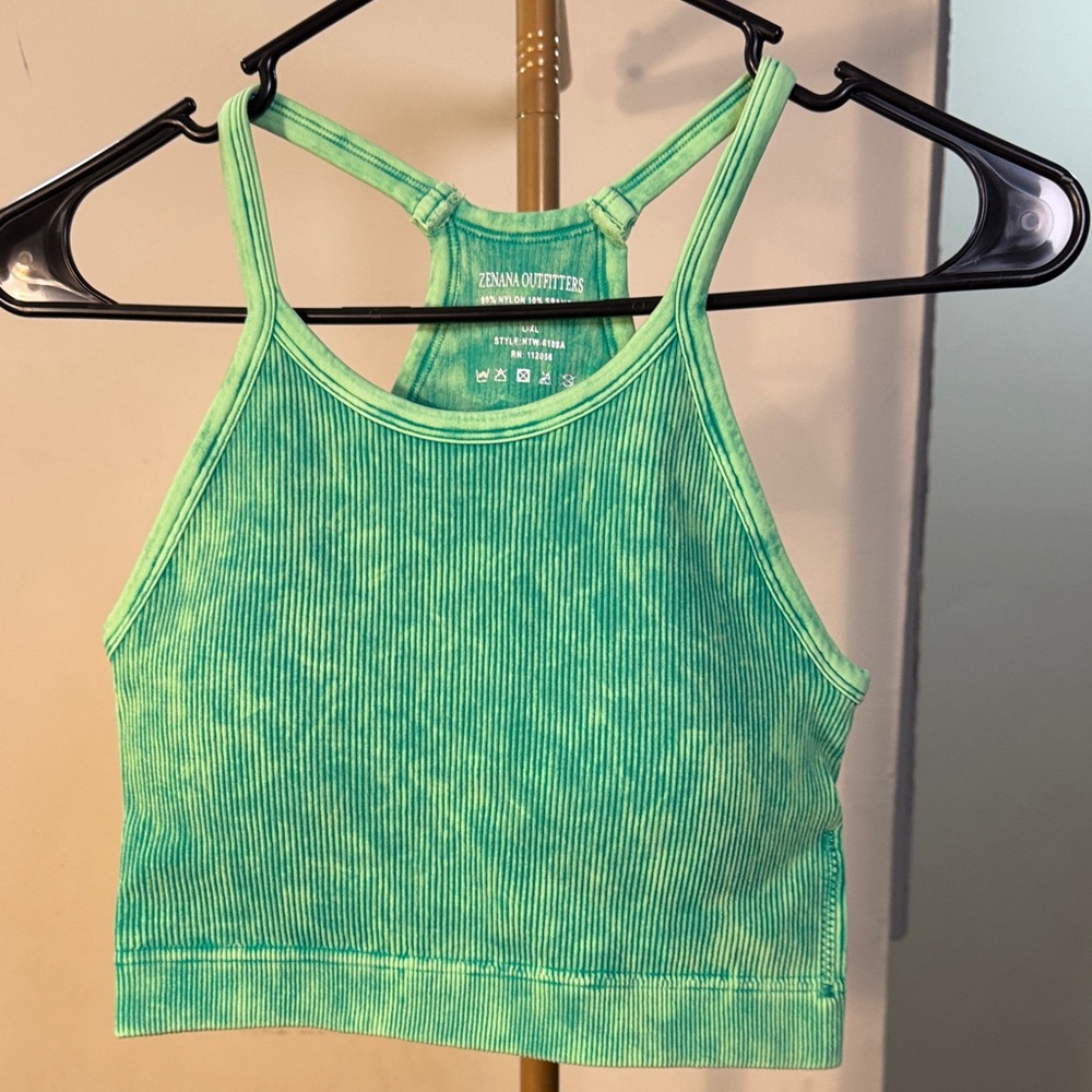 Zenana Outfitters Teal Ribbed Crop Top